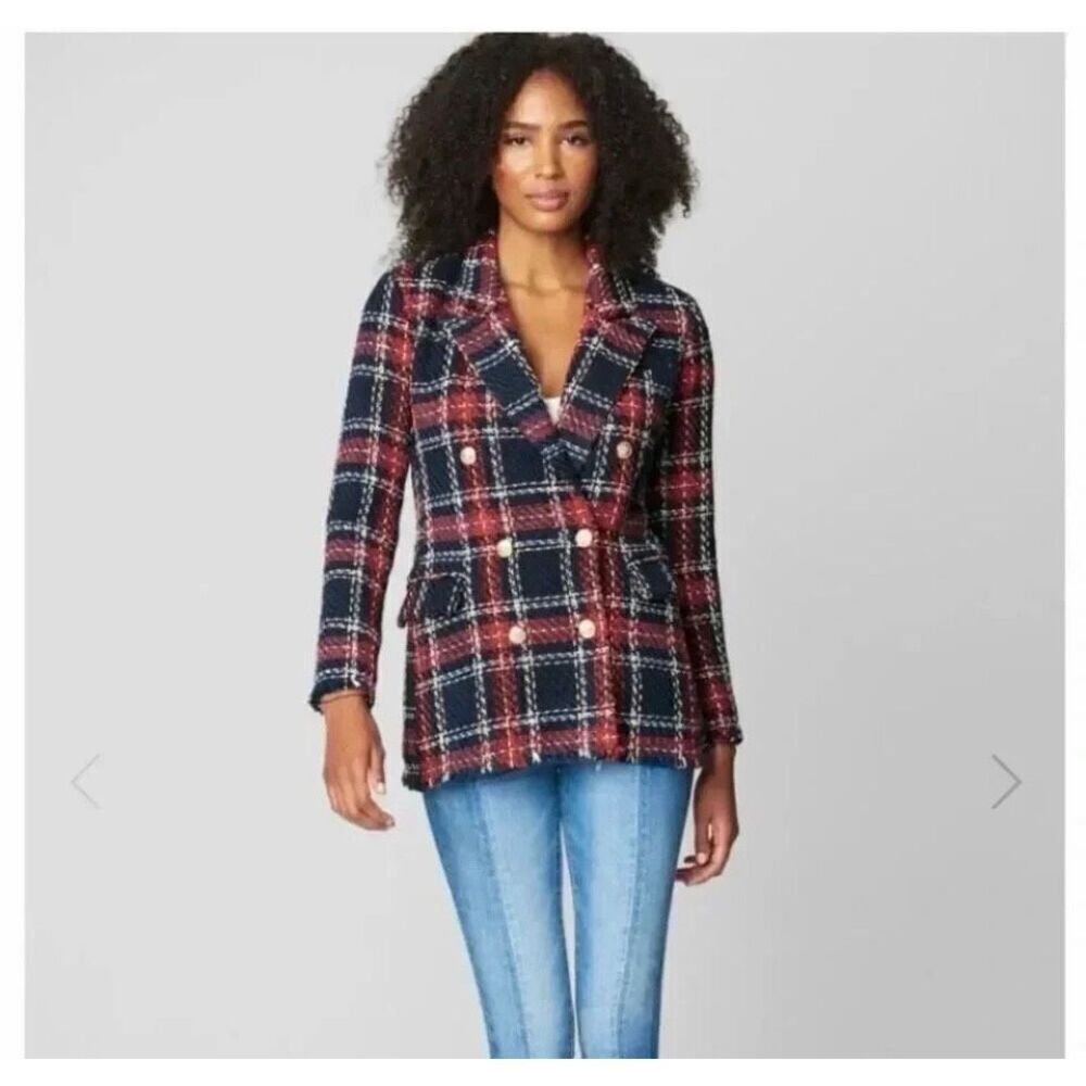 BLANKNYC Prep School Tweed Tartan Plaid Office Career Women’s Blazer SZ M